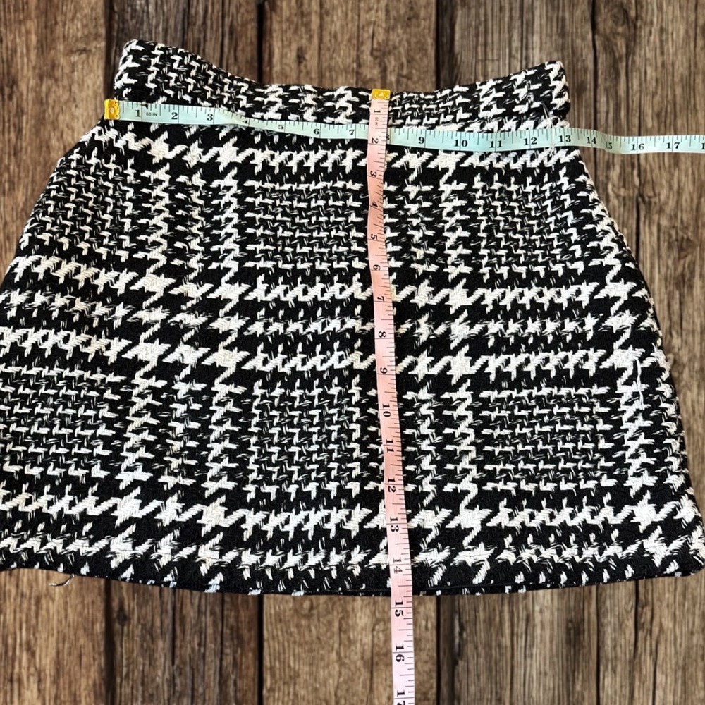 Altar'd State Black White Houndstooth Tweed Mini Skirt Academia Preppy Office M - Picture 5 of 12